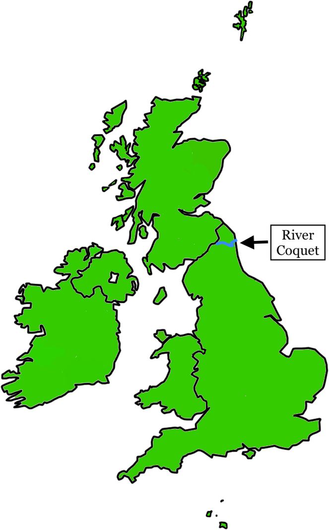 Map showing the River Coquet in Northumberland