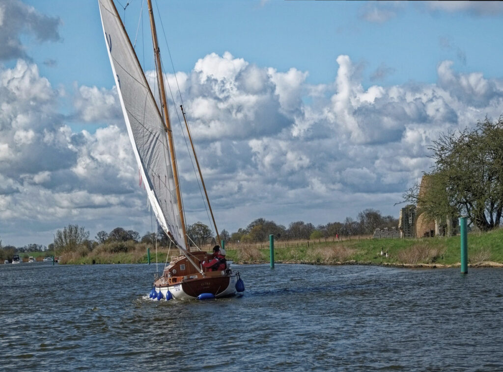 Boat sailing on Norfolk Broads